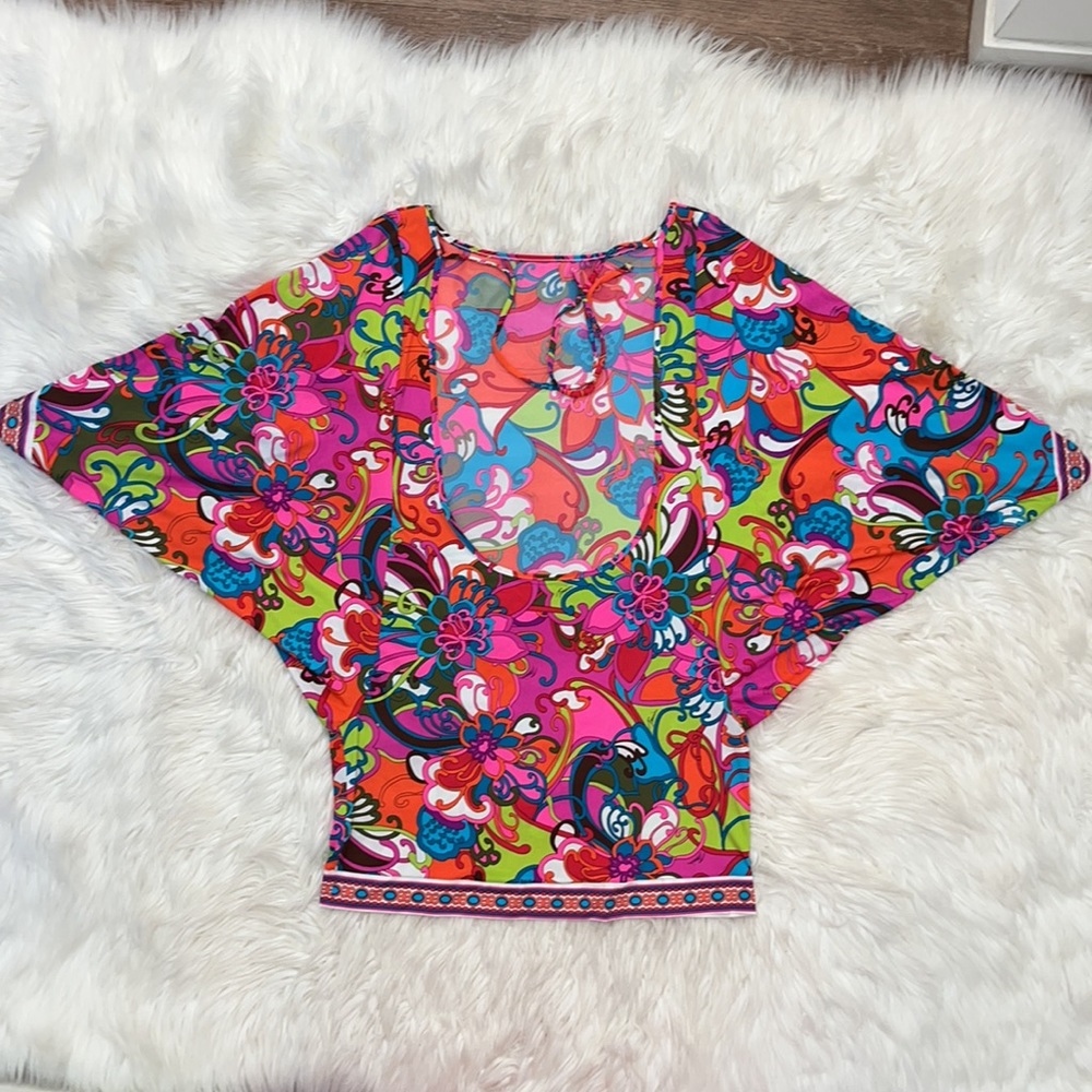 NWOT Trina Turk 'Fiji Flower' Swim Cover-Up Tunic Dress - Picture 9 of 13
